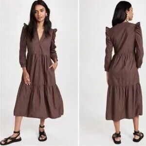 Nation LTD Dalia Victorian Swashbuckle Midi Tiered Dress Size L